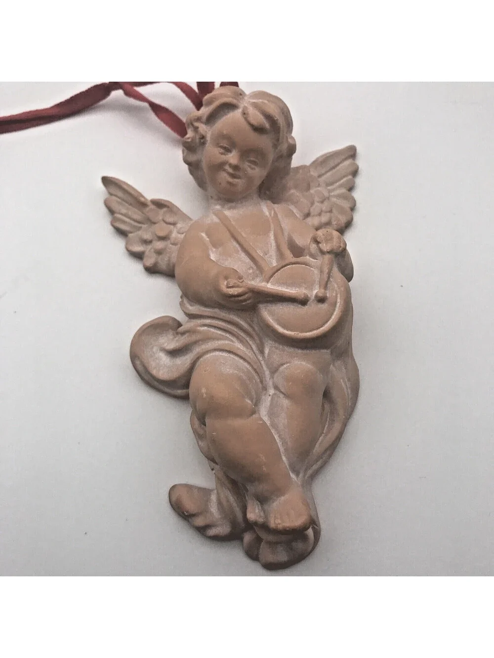 Vtg Angel Ornaments Instruments Wall Hanging Korea Terracotta 6” Christmas